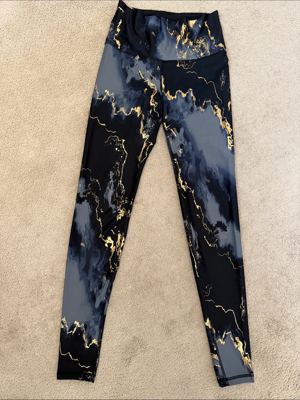 Old Navy Active Powersoft Extra High Rise Leggings Grey Black Gold Marble Tall M